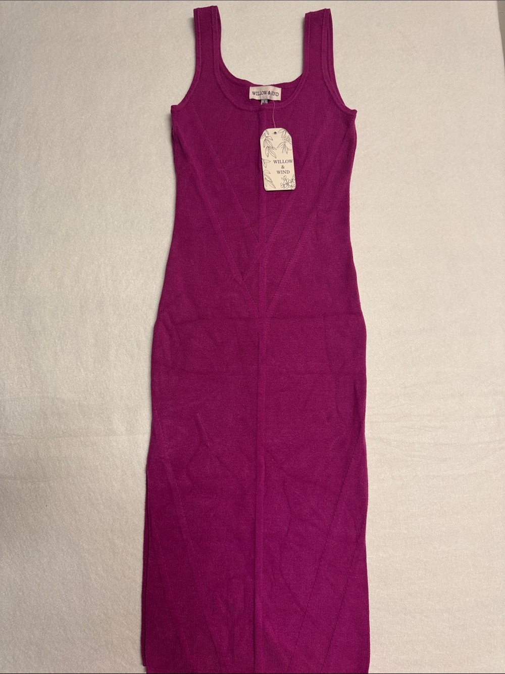 Willow & Wind Magenta Ribbed Tank Midi Dress